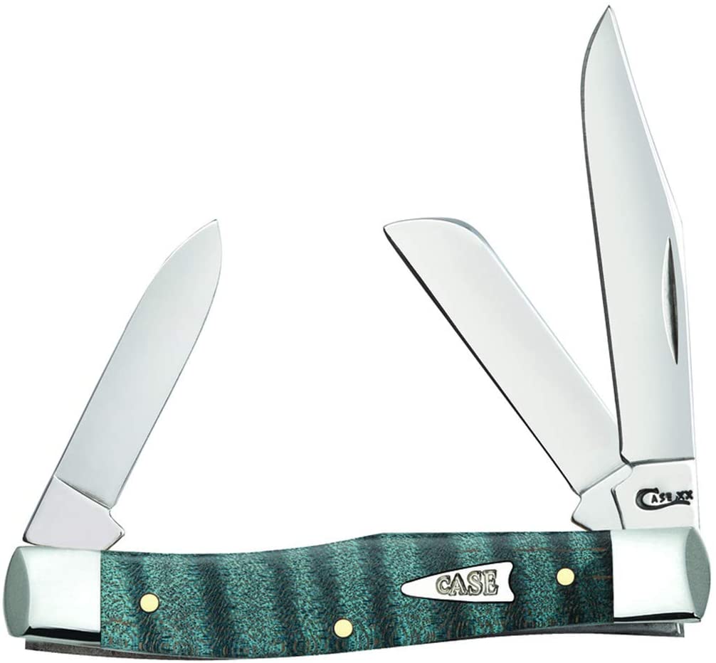 Turquoise Curly Maple Wood Medium Stockman Pocket Knife - Case® Knives